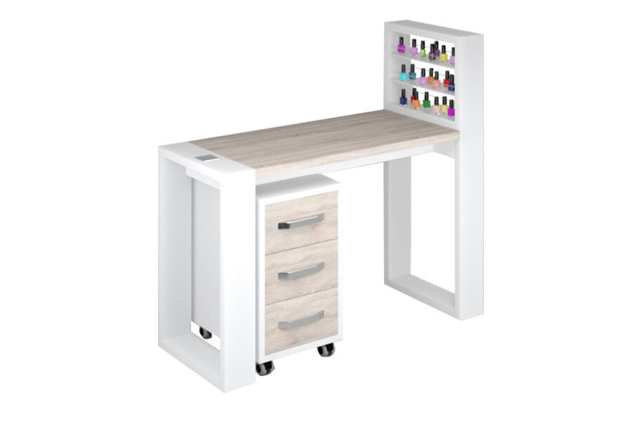 Модульный маникюрный стол Matrix с подставкой и мобильной тумбой