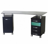 Маникюрный стол PS 2S UF стеклянная фигурная столешница встроенный УФ-блок