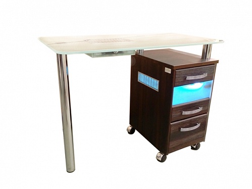 Маникюрный стол PS 1 UFV стеклянная столешница встроенный УФ-блок и вытяжка в комплекте