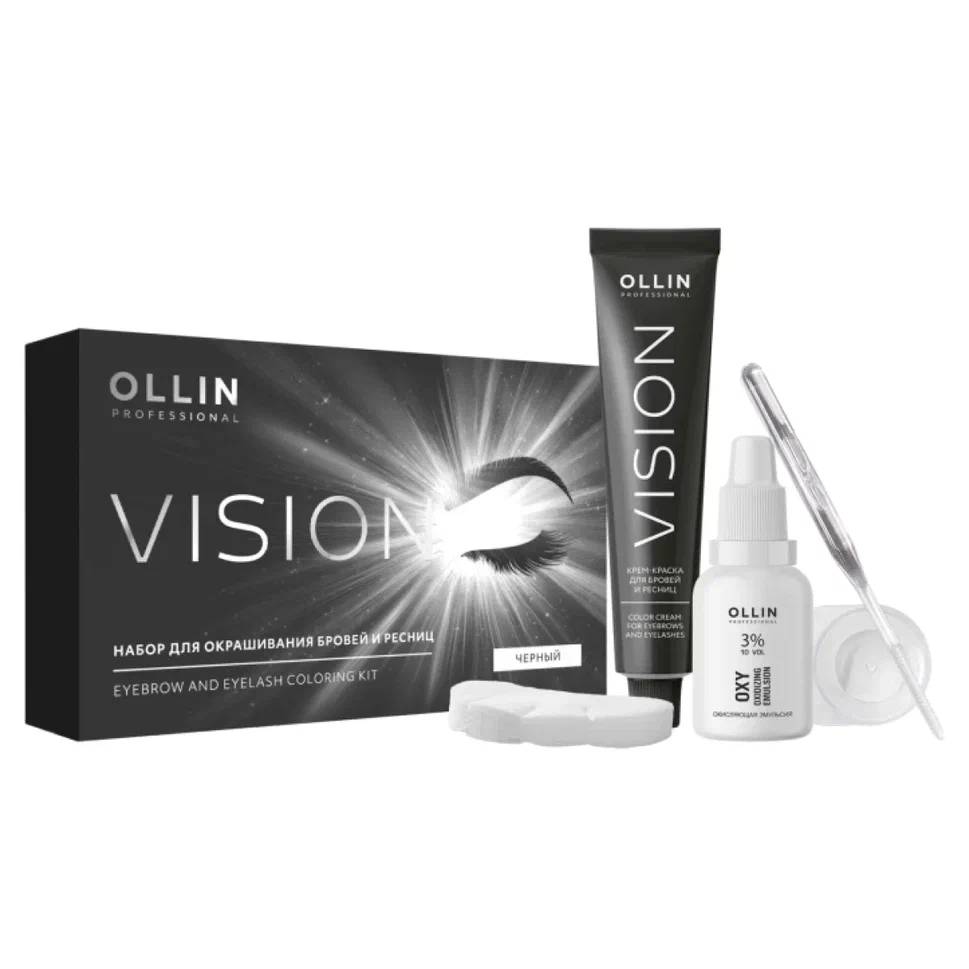 Ollin, VISION НАБОР для окрашивания бровей и ресниц, Черный NEW