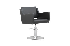 Парикмахерское кресло Legato подлокотники необычной формы (цвет черный Santorini с белой прострочкой)